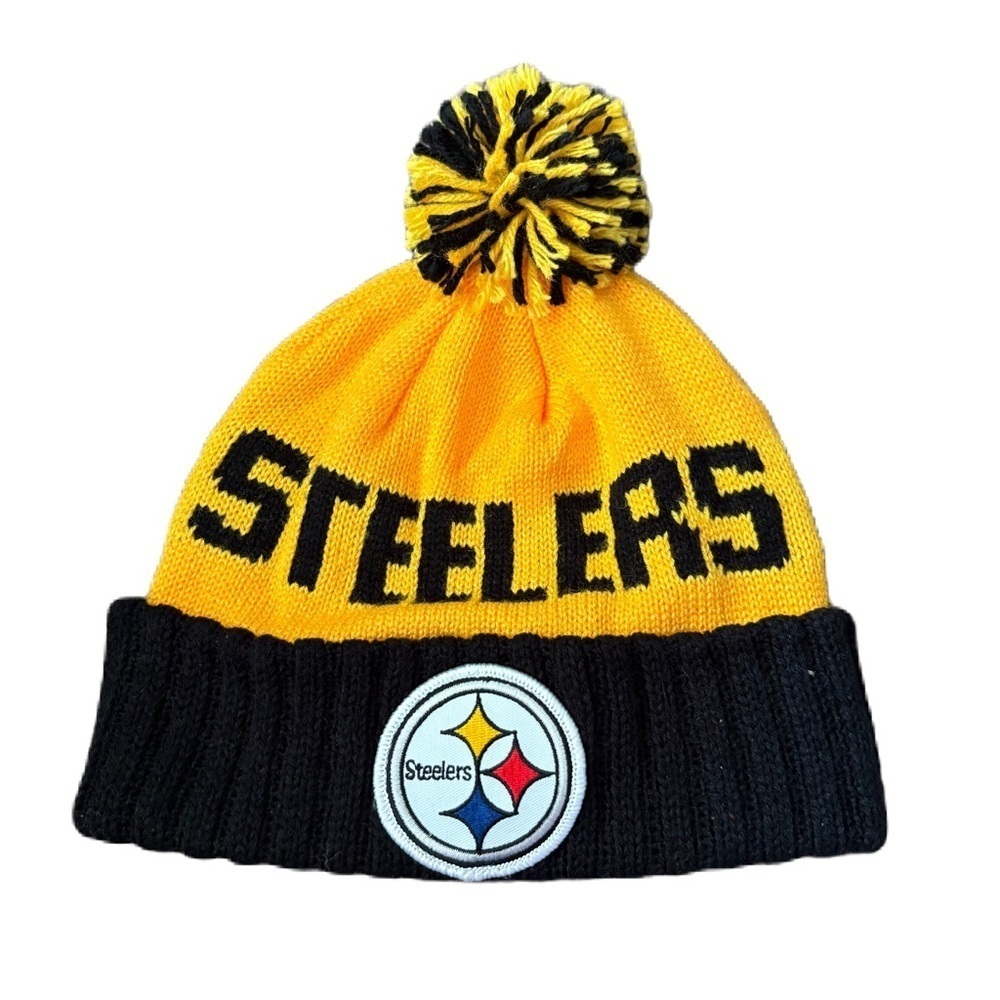 Steelers Yellow and Black Knit Beanie Mitchell & Ness Hat NFL Football